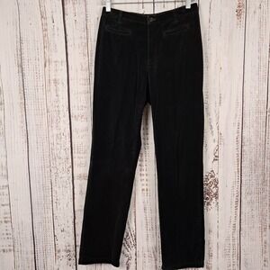 Vintage OLD‎ NAVY 4 Black Velvet Pants Jeans Straight Leg Mid-Rise Flat Front